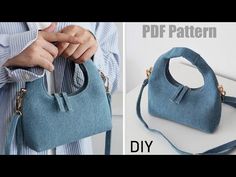 two pictures showing how to make a handbag with the same fabric and zippers