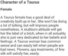 an article about the character of taurus