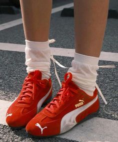 Red Puma Shoes, Puma Speedcat, Dr Shoes, Shoe Wishlist, Funky Shoes, Girly Shoes, Aesthetic Shoes, Red Sneakers, Swag Shoes