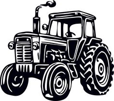 a black and white drawing of a tractor with large tires on it's front wheels