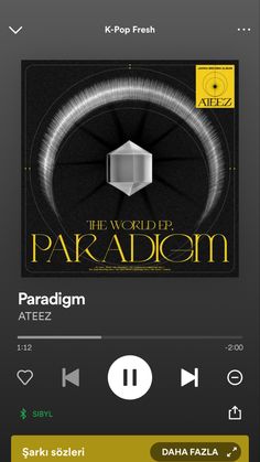 the world of paradism on an iphone screen, with audio player in front