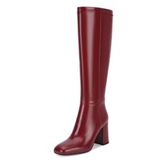 PRICES MAY VARY. Heel height of knee-high black boots: 8.5 cm/3.34", shaft height: 37.5 cm/14.76", calf round: 34 cm/13.39", opening: 39 cm/15.35in. Tall boots women are made of premium faux leather upper and soft microfiber fabric lining, the cushioned padded insole for great comfort. Red leather boots feature stylish square-toe, sturdy chunky block heels, and a side half zipper easy to put on and take off. These knee-high boots are designed for those who prefer an everyday style that’s trendy Red Boots Fall, Thigh High Red Boots, Outfits With Tall Boots, Tall Red Boots, How To Style Chunky Boots, Styling Chunky Boots, Dark Red Boots, Update Wardrobe, Tall Boots Outfit