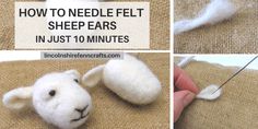 instructions to needle felt sheep ears in just 10 minutes