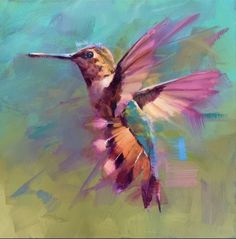 a painting of a hummingbird in flight