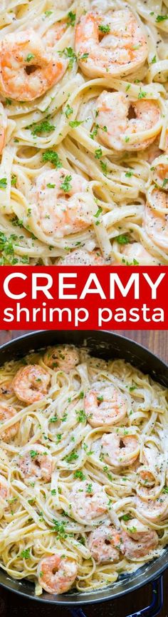 this creamy shrimp pasta is so easy to make and tastes just as good as it looks