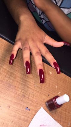 Long Curved Acrylic Nails, Curved Acrylic Nails, 90s Nails, Long Red Nails, Curved Nails, Red Acrylic Nails, Fall Beauty, Nails Square, Thanksgiving Nails