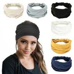 breda pannband för kvinnor halkfria mjuka elastiska hårband yoga löpning sport träning gym huvudinpackningar knutna bomullstyg afrikanska turbaner bandana 2023 - kr. 29 African Turban, Wide Headbands, Long Sleeve Collared Dress, Solid Maxi Dress, Sports Workout, Workout Headband, Style Sportif, Sports Headbands, Boho Headband