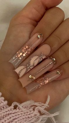 Fall French Tips Bling Fall Acrylic Nails, Fall Nails With Stones, Long Fall Nails 2023, Glam Fall Nails, Fall Nails 2023 Stilleto, Rose Gold Fall Nails, Best Fall Acrylic Nails, Fall Encapsulated Nails, Fall Glitter Nail Designs