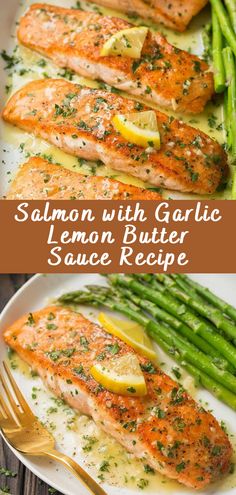 Simple Date Night Dinner, Salmon Lemon Butter, Salmon With Lemon Butter Sauce, Salmon Sauce Recipes, Garlic Lemon Butter Sauce, Salmon Dinner Recipes, Lemon Butter Salmon, Salmon With Lemon, Salmon Recipes Baked Healthy