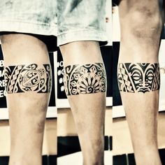 the legs are decorated with tattoos and designs