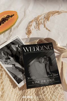 the wedding magazine is laying on top of the table