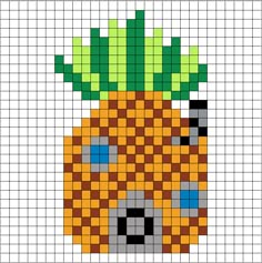 a cross stitch pattern with a pineapple in the shape of a face on a white background