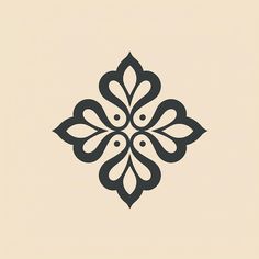 a black and white floral design on a beige background