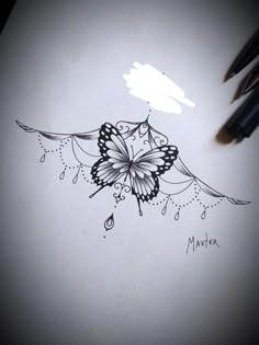 a drawing of a butterfly with drops of water on it's wings and the word matter written below