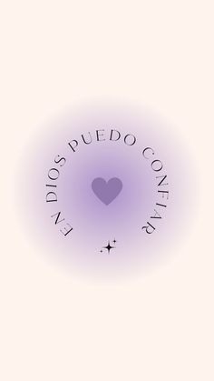 a purple circle with a heart in the middle and words below it that say,