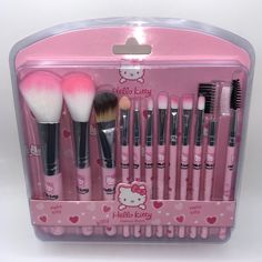 Brand New Set Of 12 Hello Kitty Makeup Kit For Kids, Travel Size Makeup Brushes, Sparkle Makeup, Kitty Makeup, Travel Size Makeup, Images Hello Kitty, Hello Kitty Gifts, Hello Kitty Baby, Travel Makeup Brushes