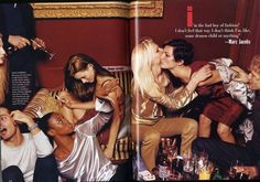 an open magazine with people kissing and drinking