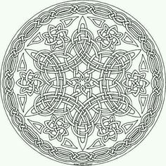 an intricate design in the shape of a circle with knots and stars on white background