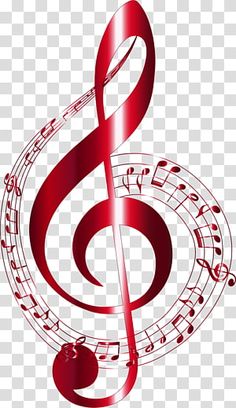 a red treble with music notes on it, transparent background png clipart