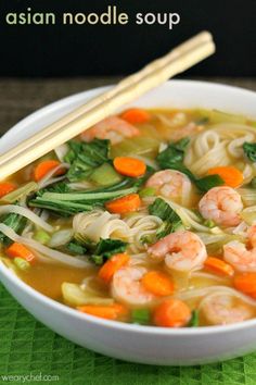 Chinese rice noodle soup with shrimp recipe is an Asian homemade soup recipe that is quick and easy to make. Follow these steps. Try it out! Asian Rice Noodle Soup, Shrimp Noodle Soup, Chinese Rice Noodles, Asian Noodle Soup, Soup With Shrimp, Seafood Soups, Rice Noodle Soup, Asian Soup Noodle, Asian Soup Recipes