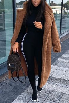 Fashion Casual Temperament Brown Solid Teddy Coats Wool Coat Outfit, Trendy Winter Fashion, Fall Fashion Coats, Coat Outfit, Women Overcoat, Coat Outfits, Looks Chic, Mode Inspiration, Winter Fashion Outfits