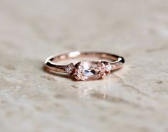 14K Gold Morganite Diamond Ring, "Pink Champagne" Ring, Engagement Ring, Dainty Engagement Ring, Mor Delicate Morganite Promise Ring, Delicate Morganite Rings For Promise, Oval Pink Morganite Diamond Ring, Oval Morganite Ring In Pink Gold, Blush Ring With Center Stone For Promise, Rose Gold Oval Diamond Promise Ring, Blush Promise Ring With Center Stone, Oval Morganite Rings In Pink Gold, Pink Gold Morganite Oval Ring