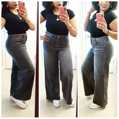 *These Brand New Jeans By New York & Co. Are Just Fabulous! They Are A Grayish Black, With An Wide Leg, And High Waist. They Have A Zippered, And Button Front. They Have A Nice Comfortable Stretch, With A Very Flattering Fit. These Are Super Versatile. You Can Wear Them With A Crop Top, Or Cropped Jacket, Or A Nice Blouse. Heels Or Sneakers Would Look Great! These Are Timeless!* Jeans With Jordans, Crop Jeans Outfit, Wide Leg Black Jeans Outfit, Black Wide Leg Jeans Outfit, Wide Leg Black Jeans, Cropped Jeans Outfit, Black Wide Leg Jeans, Wide Leg Jeans Outfit, Black Jeans Outfit