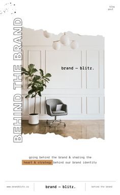 an image of a white room with a plant in the corner and text that reads brand = blatz