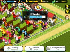 an animal farm is shown in this screenshot from the game, which features horses and other