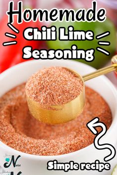 homemade chili lime seasoning recipe in a white bowl