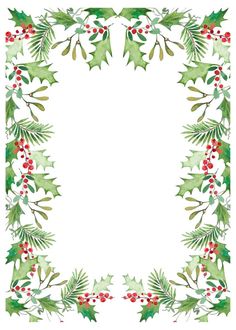 a christmas holly wreath frame with holly leaves and berries