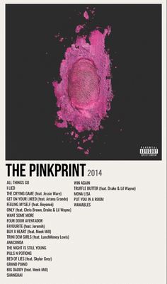 the pinkprint tour poster is shown in black and white, with an image of a fingerprint on it