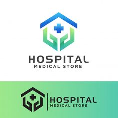 the logo for hospital store is shown in green and blue colors, with a cross on it