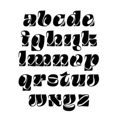 the letters are black and white with different font styles on it, including one for each letter