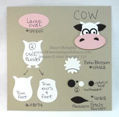 a card with different types of farm animals on it