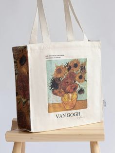 Vase With Twelve Sunflowers, Library Tote Bag, Famous Painters, Library Tote, Tote Bag Beach, Van Gogh Sunflowers, Bags Game, Stylish Tote Bag, Bag Fabric