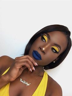 Yellow Makeup Looks, Exotic Makeup, Yellow Makeup, Black Women Makeup, Bold Makeup, Makeup On Fleek, Foundation Makeup, Dark Skin Makeup