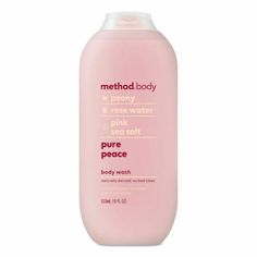 Method Body Wash Pure Peace 18 oz- Peony,Rose, Sea Salt Paraben & Phthalate Free Craving a piece of calm? Infused with peony, rose water, + pink sea salt, this peacefully purifying body wash leave your skin feeling moisturized + smelling like a no-stress zone. Gel Application, Womens Body, Mens Body Wash, Calming Scents, Pink Body, Great Body