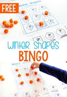 the winter shapes and numbers activity is fun for kids to learn with this free printable game