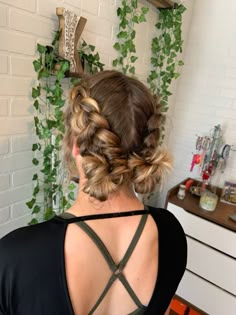 braid low buns Teacher Hair Updos, Teacher Up Do, Cute Fun Updos, Cool Up Do Hairstyles, Cute Updo Braided Hairstyles, Thanksgiving Updos, Cool Updo Hairstyles, Cute Barista Hairstyles, Updo Work Hairstyles