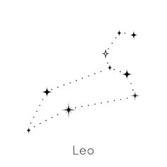 the star in the sky is drawn with black ink on a white background, and it says leo