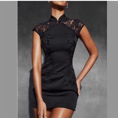 It Is In An Excellent Condition As You Can See It In The Pictures. Embroidered Mini Dress, Party Dresses Online, Black Short Dress, House Of Cb, Fashion Board, Types Of Dresses, Party Dresses For Women, Mini Dresses, Lace Sleeves