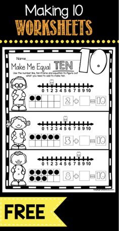 the worksheet for making 10 worksheets is shown in black and yellow