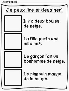 the french language worksheet for children to learn with pictures and words on it