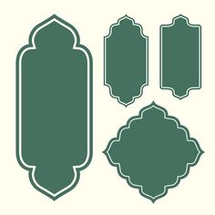 four green frames with an ornate design in the shape of a rectangle, on a white background