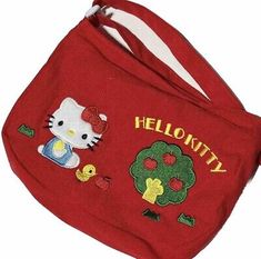 Hello Kitty Anime Children’s Red Style Crossbody Bag Corduroy Retro Shoulder Bag  | eBay Red Harajuku Bags For Everyday Use, Red Harajuku Style Bags For Everyday Use, Harajuku Style Red Bags For Everyday Use, Red Harajuku Style Bag For Daily Use, Harajuku Style Red Bag For Daily Use, Retro Red Cotton Bag, Crochet Star Bag, Kidcore Fashion, Apple Bag