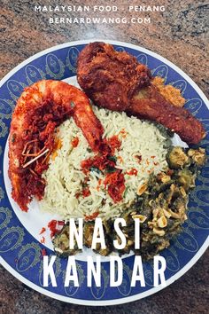 the cover of nasi kandar with shrimp, rice and other foods on it