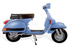 a blue scooter is shown on a white background