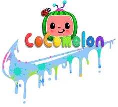 the word cocomelon is painted in bright colors and has a ladybug on it