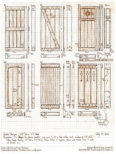 the plans for doors and windows are shown in this drawing, which shows how to draw them